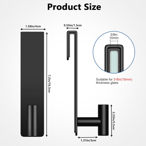 Set Of 2 Modern Black Shower Hook Rustproof Designs For Wet 2