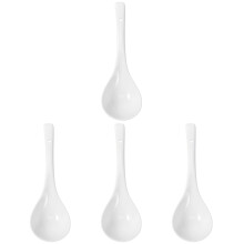 4Stk Große Weiße Keramik-Suppelöffel Küchenlöffel Mit Langem Griff