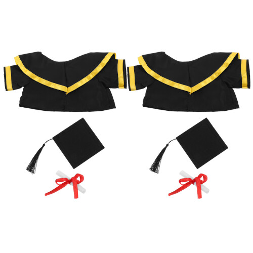 2Sets Abschlussoutfit Farbige Mütze & Robe Für Plüschtiere
