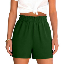 Shorts for Women Casual Elastic High Shorts -Army Green L