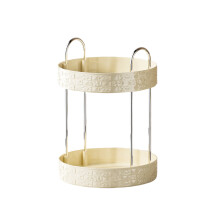 360 Degree Rotating Storage Tray for-cream white Double layer