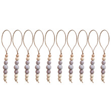 10Pcs Handmade Wood Bead Pendant Wood Beaded Christmas Tree-6