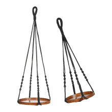 Plant Hanger Holder with Wooden Base for Indoor Outdoor