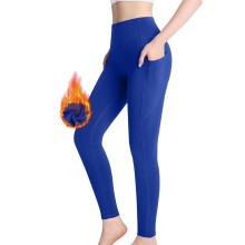 Women Sports Yoga Fleece Lined Leggings High Waist-Blue M