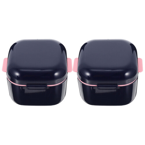 2Pcs Blue Plastic Retainer Case with Easy One-Hand Use