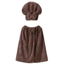 Absorbent Towel Wrap Skirt with Hair-Coffee color 80 210cm