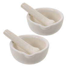 2Stk Weißes Keramik Mörser Set, Küchen Gewürz- Und Knoblauchmühle