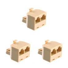 Splitter Ethernet RJ45 da 1 maschio a 2 femmine, colore beige (confezione da 3)