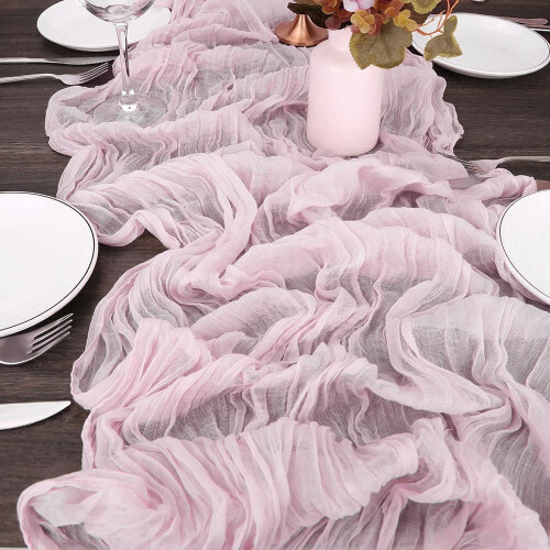 Chemin de table en étamine beige 118 x 35,5 pouces