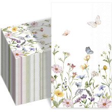 Feestservetten met wilde bloemen en vlinders, 100 stuks.