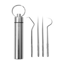 Conjunto de 4 peças de ferramentas para limpeza dental em aço inoxidável 304