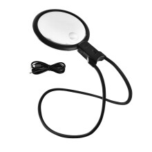Nakkebåret forstørrelsesglas med LED-lys, 150 mm linse