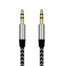 3,5 mm mannelijk-mannelijk gevlochten audiokabel 1 meter