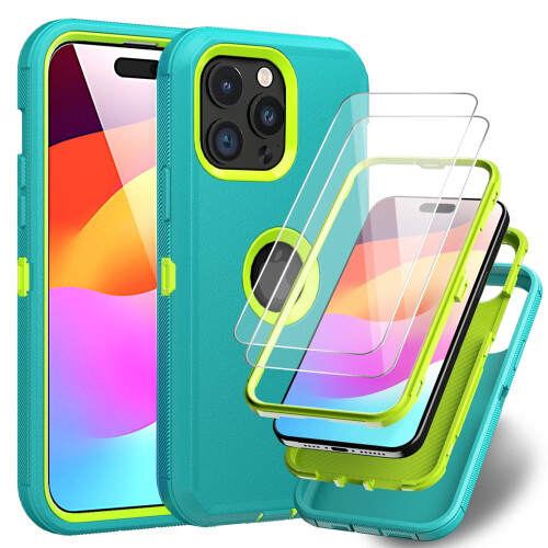 Xhy iPhone15Plus -kotelo näytönsuojalla, 3-in-1