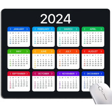 Egérpad 2024Calendar vízálló, csúszásmentes, négyzet alakú szőnyeggel