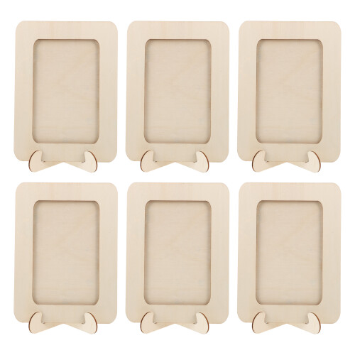6Pcs Wooden Blank Frames with Stands for Kids’ Creativity and Display