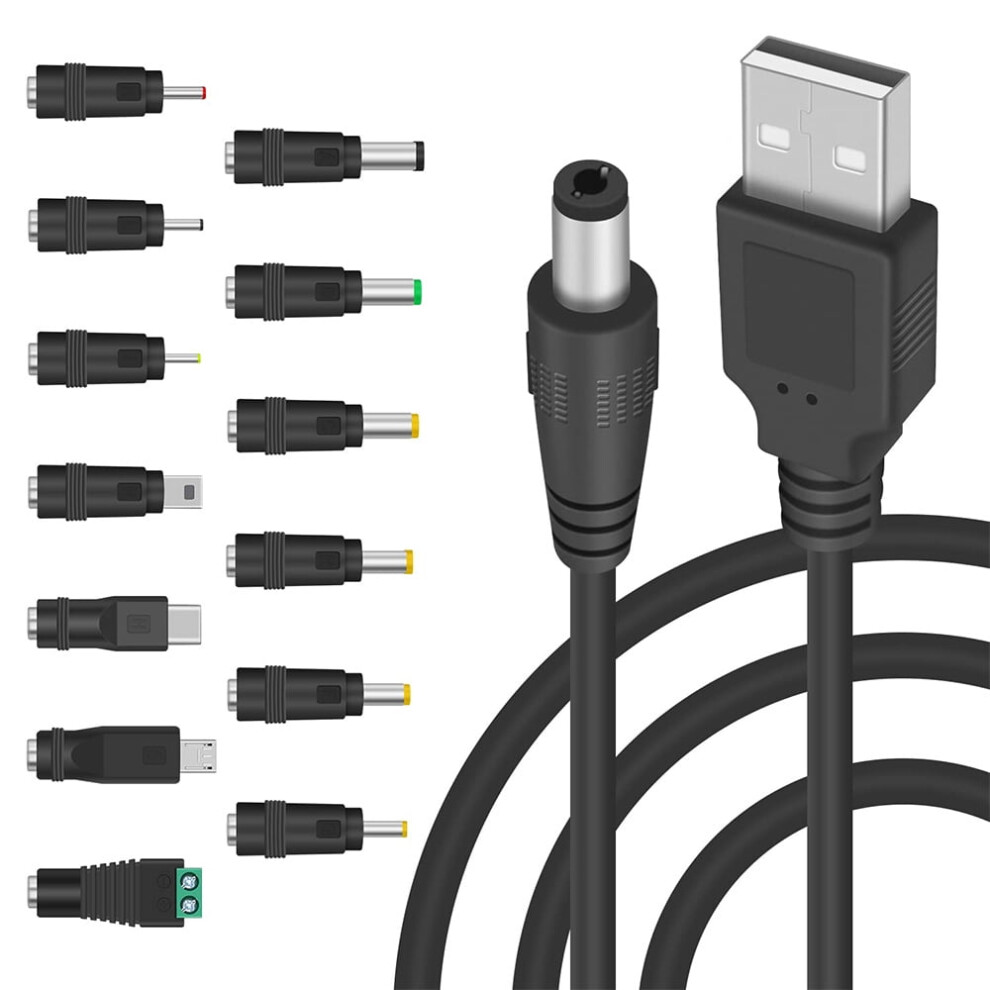 Usb To 5V Dc Power Cable With 14 Interchangeable Plugs 9450273229959