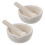 2Pcs White Ceramic Mortar Pestle Set for Manual Spice Crushing 1
