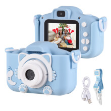 Aparat foto digital pentru copii, obiectiv dual 1080P, ecran IPS de 2,0"