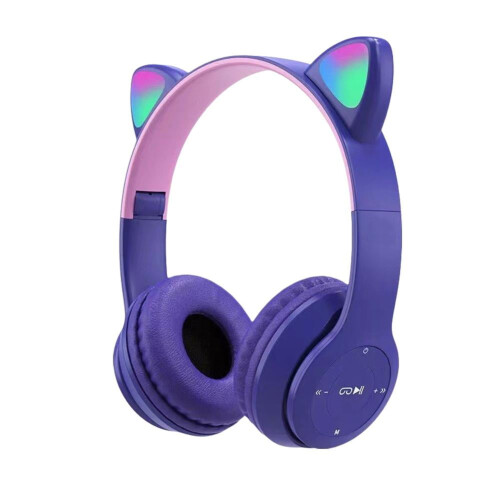 Katteøre Bluetooth-hovedtelefoner Over-Ear Lysende Foldbare