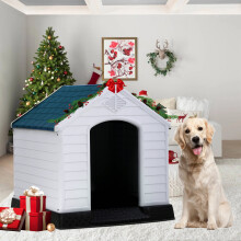 Caseta de plástico aislante para perros de 32 pulgadas – Impermeable, elevada