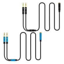 Niemarkowy kabel audio typu Y-splitter do mikrofonu i słuchawek