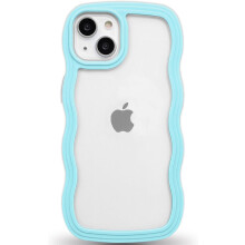 Transparant hoesje voor iPhone 15 met golvende rand en antislip TPU-materiaal.