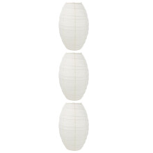 3Pcs Lightweight Foldable Oval Paper Lantern Shade Beige for Home