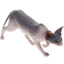Dekorasjon av statue av hårløs katt, grå plast, 15,5 cm