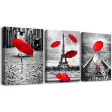 Schwarz-Weißes Eiffelturm-Leinwandbild-Set, 3-teilig