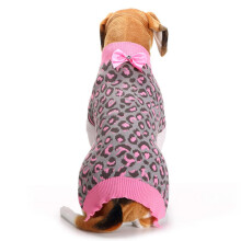Rosa Leoparden-Pullover mit Schleife, Winter-Haustierbekleidung