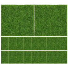 18Pcs Miniature PVC Grass Mat Green for DIY Craft Lawn and Scenery