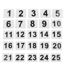 25Pcs Acrylic Table Number Signs 1-25 White Rounded Edges for Parties