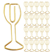 50Pcs Small Golden Paper Clips Metal Wine Glass Shape for Office Desk