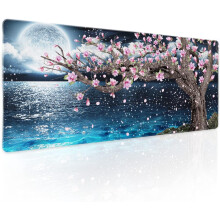 Pinkes Gaming-Mauspad mit Blumenmuster, 80 x 30 cm