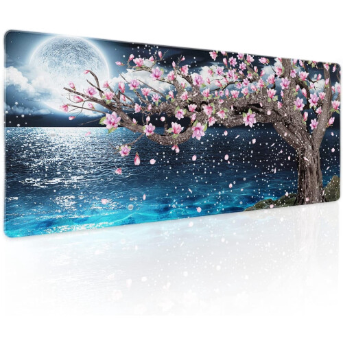 Pinkes Gaming-Mauspad mit Blumenmuster, 80 x 30 cm
