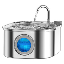 Fuente de agua para mascotas de acero inoxidable de 3,2 L con ventana de visualización