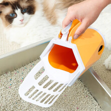 Pá para areia de gato com filtro de resíduos, amarela, 1 unidade