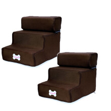 Escada de malha de 3 degraus para cães pequenos, com capa removível.
