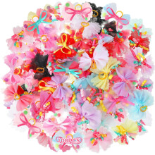 100 nœuds papillon pour petits chiens – Acrylique et caoutchouc duveteux