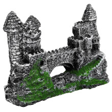 Décoration Château Aquarium Ciment Gris 13 x 11,5 x 5 cm