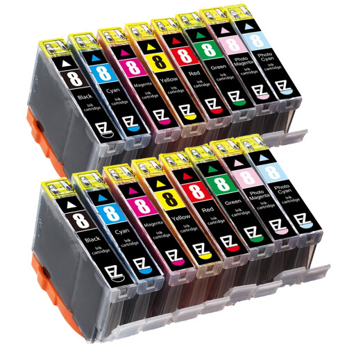 Pacote com 16 cartuchos de tinta compatíveis com Canon CLI-8