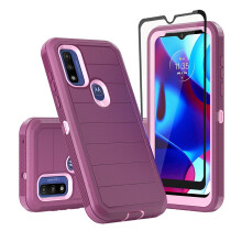 Capa Xhy para Moto G Play 2023 com protetor de tela rosa vinho