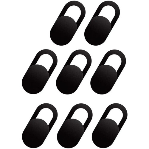 Kit com 8 protetores deslizantes ultrafinos para webcam, compatíveis com laptops e PCs.