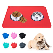 Alfombrilla de silicona para comedero de mascotas, antiadherente e impermeable, aprobada por la FDA, color rojo.