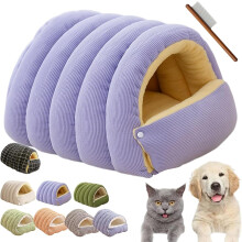 CutyPet Winter Cave Cat Bed – Mysigt plyschgömställe med avtagbar tvättbar kudde, kompatibel med katter och hundar