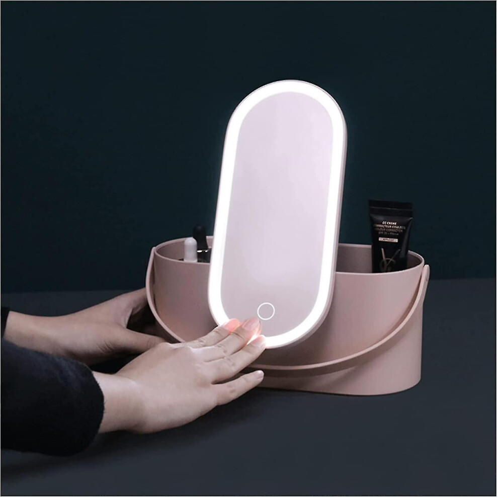 Makeup Organizer Box With Mirror And Led Light Portable Travel Makeup Cosmetics Organizer With Touch