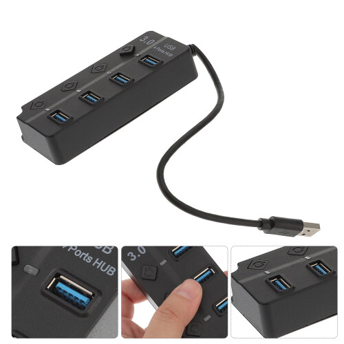 Προσαρμογέας OUNONA USB3.0Hub – Επιτραπέζιος διανομέας 4 θυρών από μαύρο ABS
