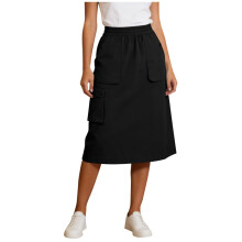 Women's Cargo Skirt Elastic High Waist Utility Workwear-Black M