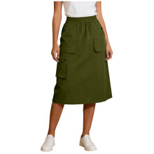 Women's Cargo Skirt Elastic High Waist Utility-Army Green XL